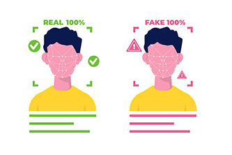 Comparatie deepfake fata reala si falsa detectata cu AI