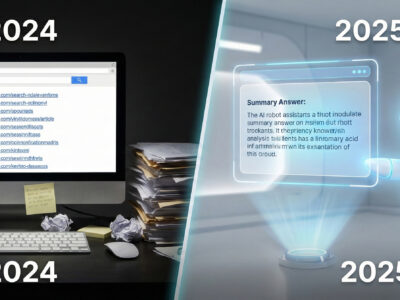 Grafic comparativ simplificat Google 2025 vs 2024 aratand evolutia inteligentei artificiale si cota de piata