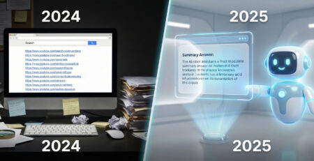 Grafic comparativ simplificat Google 2025 vs 2024 aratand evolutia inteligentei artificiale si cota de piata