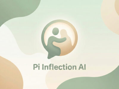 Ilustratie minimalista in culori calde de verde si crem simbolizand natura empatica si prietenoasa a robotului Pi AI