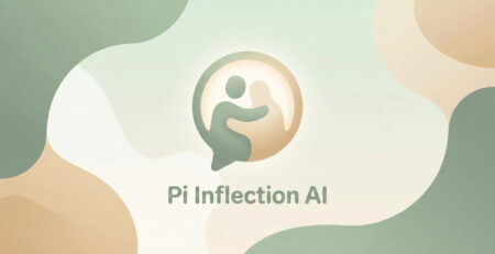Ilustratie minimalista in culori calde de verde si crem simbolizand natura empatica si prietenoasa a robotului Pi AI