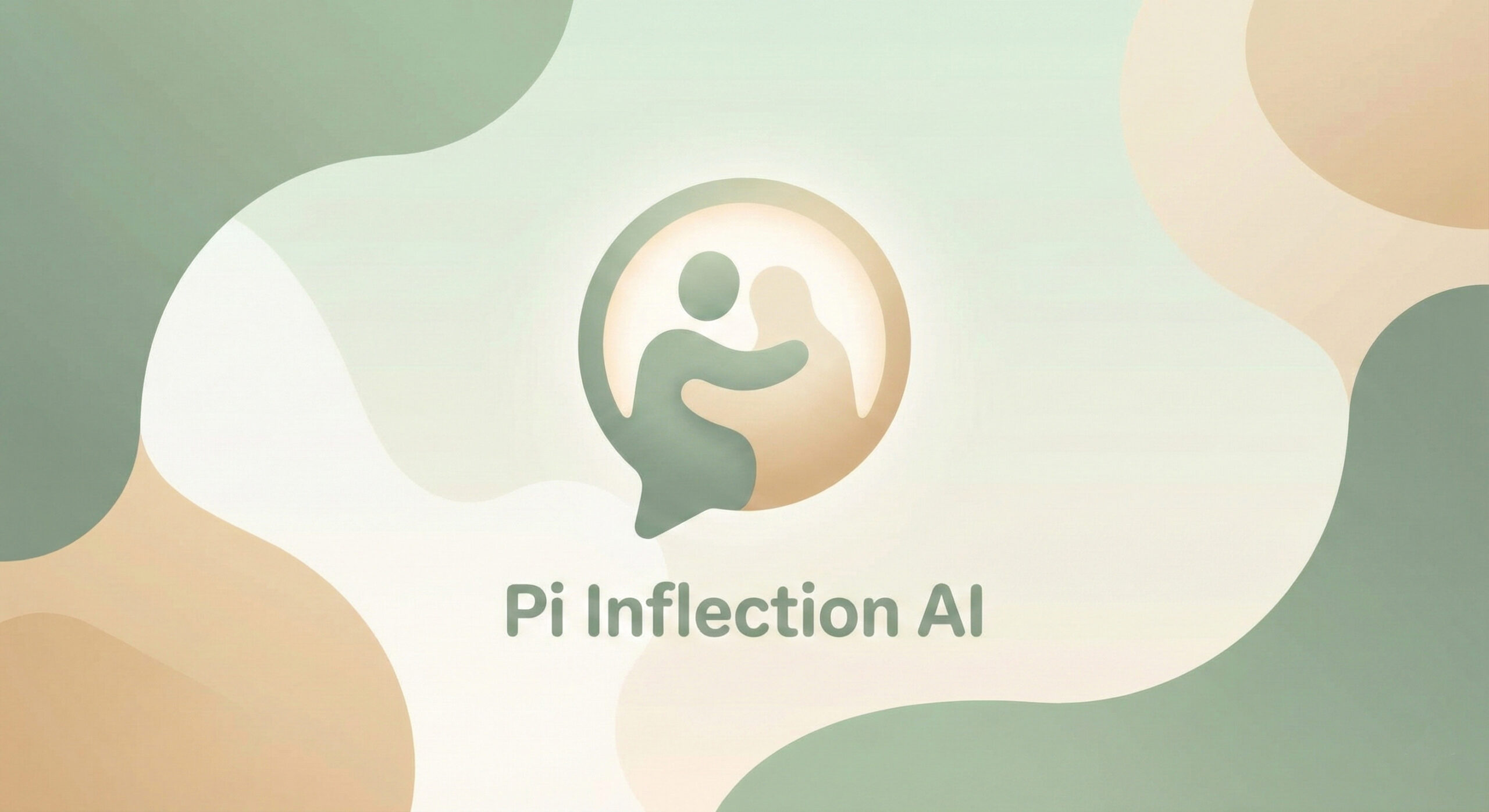 Ilustratie minimalista in culori calde de verde si crem simbolizand natura empatica si prietenoasa a robotului Pi AI