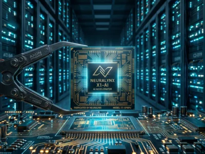 Imagine macro cu un procesor AI modern de inalta performanta intr-un centru de date, simbolizand infrastructura hardware si criza globala de chip-uri din 2026