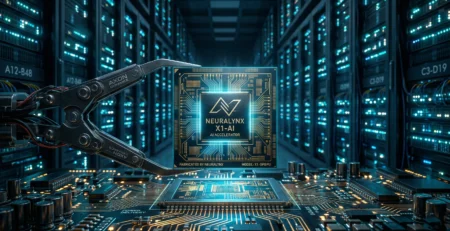 Imagine macro cu un procesor AI modern de inalta performanta intr-un centru de date, simbolizand infrastructura hardware si criza globala de chip-uri din 2026