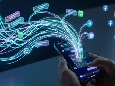 Ilustratie conceptuala despre importanta DM-urilor si a fenomenului Dark Social in 2026, reprezentand distributia masiva a continutului prin conversatii private si mesaje directe, invizibile pentru instrumentele de analiza clasice