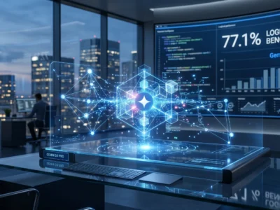 Ilustratie conceptuala despre **Gemini 3.1 Pro 2026**, vizualizand modul in care noul AI de la Google rezolva probleme complexe de logica pura intr-un mediu tehnologic avansat