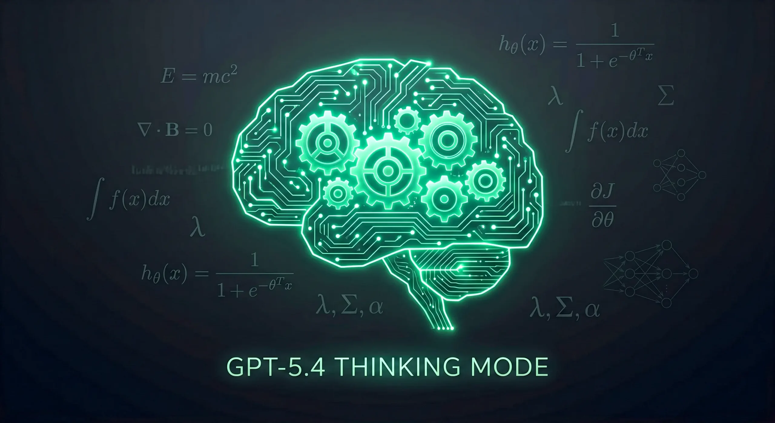 Vizualizare conceptuala a modului **Thinking din GPT-5.4**, simbolizand procesul de rationament profund si logica avansata a noului model OpenAI in 2026