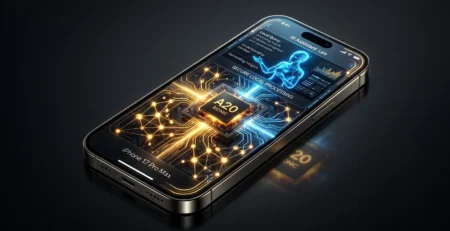 Reprezentare pentru **iPhone 17 Pro Max** si modul in care **inteligenta artificiala locala** protejeaza datele in 2026