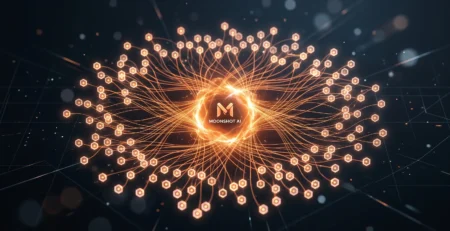 Vizualizare a modelului **Kimi K2.5 Swarm Mode** simbolizand colaborarea agentilor AI si cresterea productivitatii prin lucru in paralel in 2026