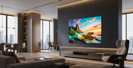 Vizualizare pentru **LG Wallpaper W6 OLED** si modul in care acest **televizor invizibil** schimba **designul interior** in 2026