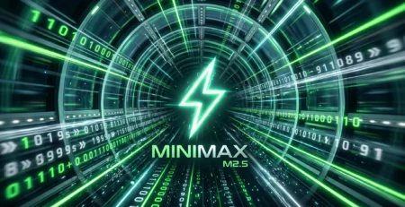 Vizualizare a modelului **MiniMax M2.5** simbolizand viteza uluitoare si precizia in generarea de cod pentru afaceri in 2026
