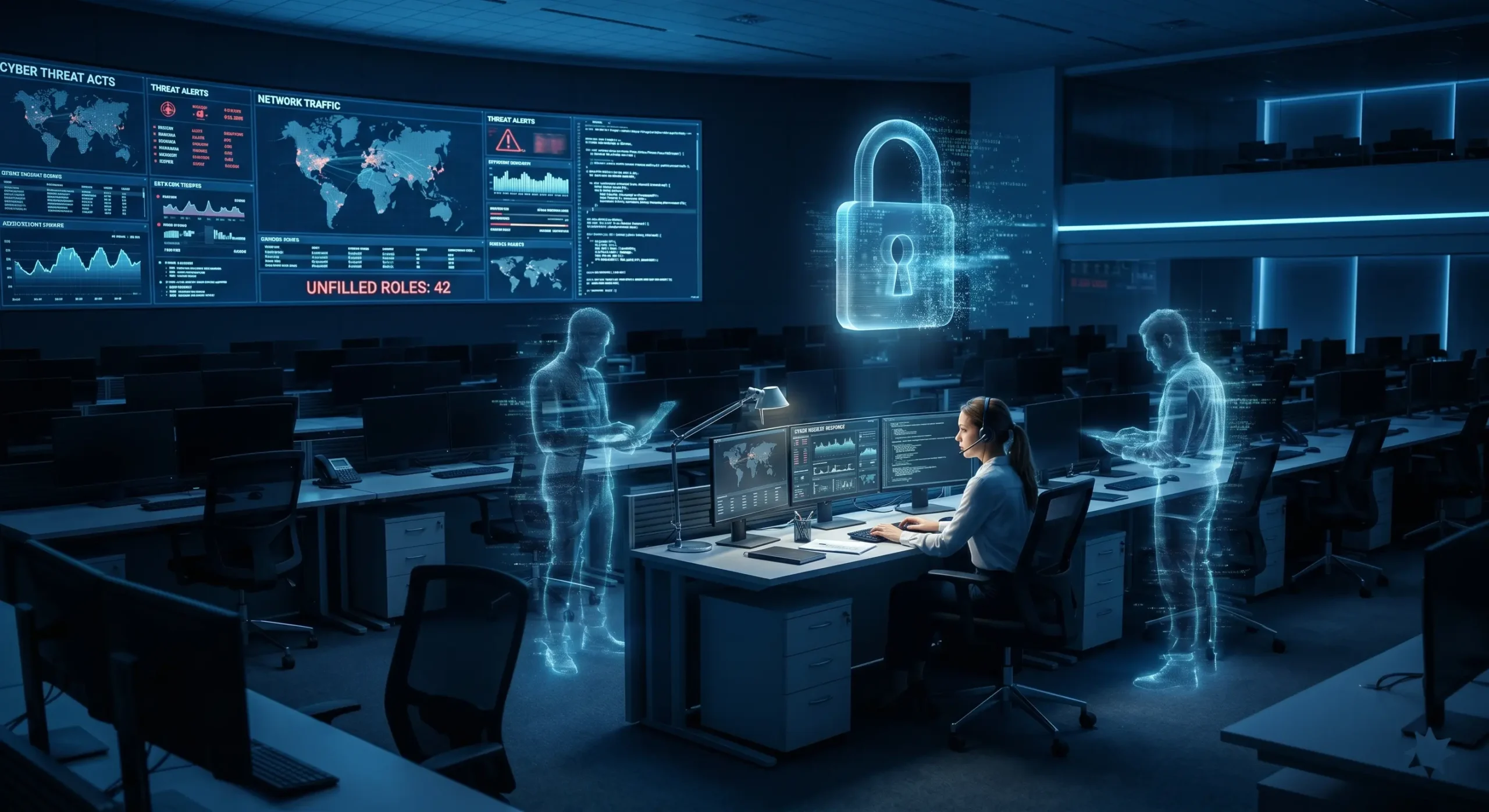 Reprezentare pentru **lipsa expertilor** si modul in care acest deficit afecteaza **securitatea firmei** la nivel de **resurse umane** in 2026