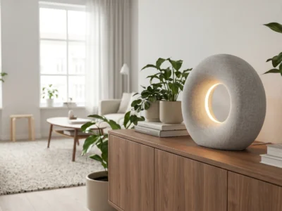 Vizualizare pentru IKEA SYMFONISK Toroidal si modul in care acest gadget integreaza tehnologia Matter in casa in 2026