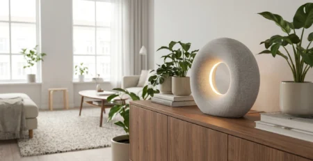 Vizualizare pentru IKEA SYMFONISK Toroidal si modul in care acest gadget integreaza tehnologia Matter in casa in 2026