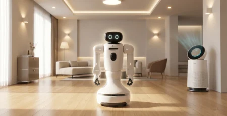 Reprezentare pentru LG CLOiD si modul in care acest robot implementeaza conceptul Zero Labor Home in 2026