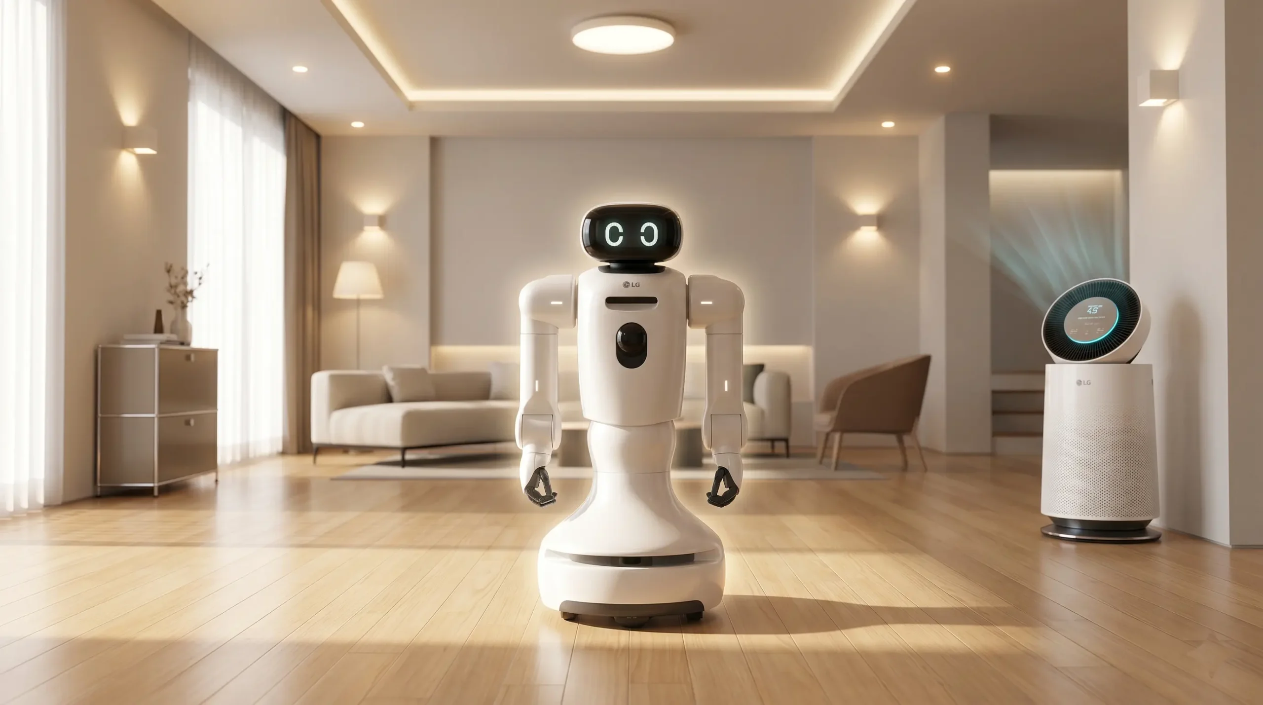 Reprezentare pentru LG CLOiD si modul in care acest robot implementeaza conceptul Zero Labor Home in 2026