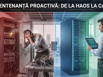 Vizualizare comparativa pentru mentenanta IT proactiva care previne caderile de retea si asigura productivitatea in 2026
