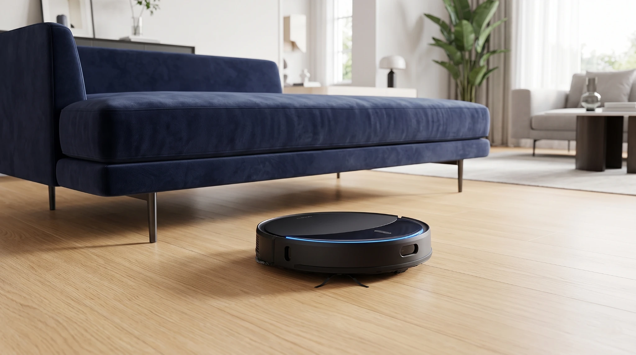 Vizualizare pentru Roborock Saros 20 si modul in care acest robot aspirator plat curata sub mobila in 2026