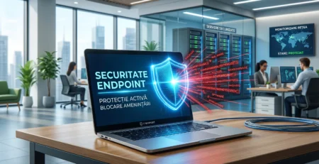 Vizualizare a modului in care securitatea statiilor de lucru asigura o protectie esentiala impotriva atacurilor cibernetice in 2026