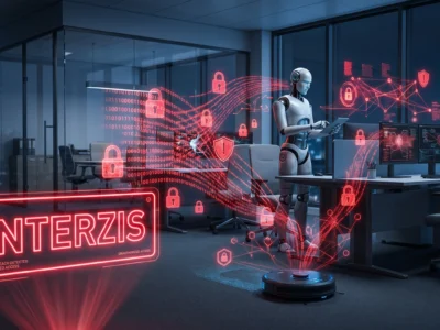 Robot umanoid si aspirator inteligent reprezentand un risc de securitate cibernetica in birou alaturi de mesajul interzis privind restrictiile de import SUA.