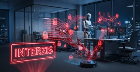 Robot umanoid si aspirator inteligent reprezentand un risc de securitate cibernetica in birou alaturi de mesajul interzis privind restrictiile de import SUA.